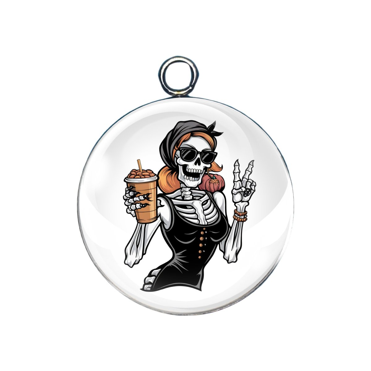 Pumpkin Spice Skeleton Girl Charms