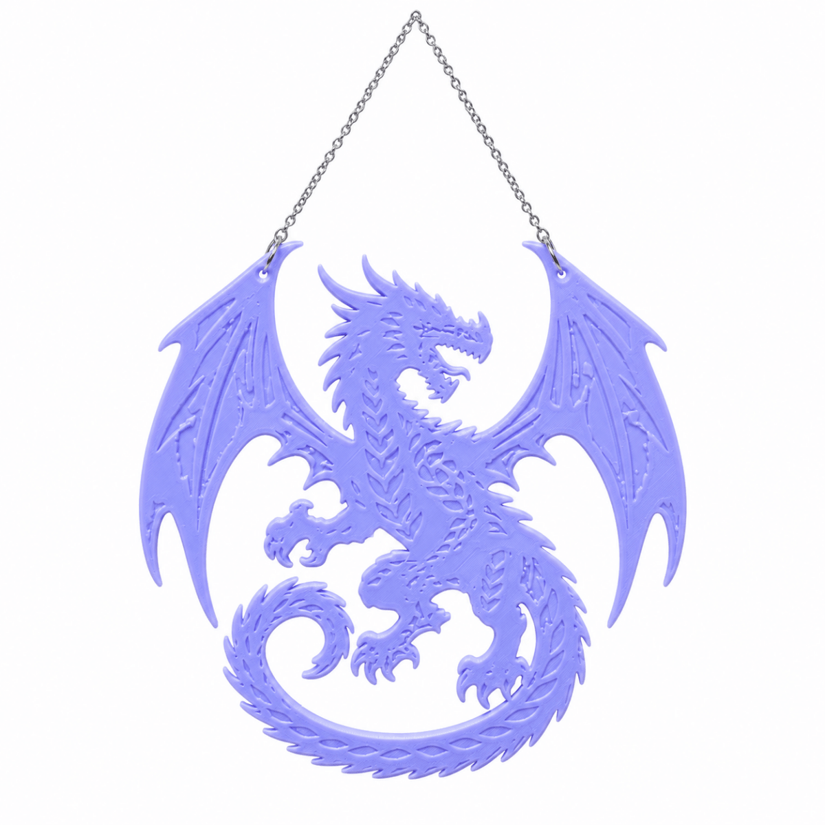 Purple Dragon Wall Hanging with Chain – 6.75″ Fantasy Gothic Decor