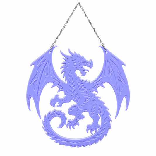 Purple Dragon Wall Hanging with Chain – 6.75″ Fantasy Gothic Decor