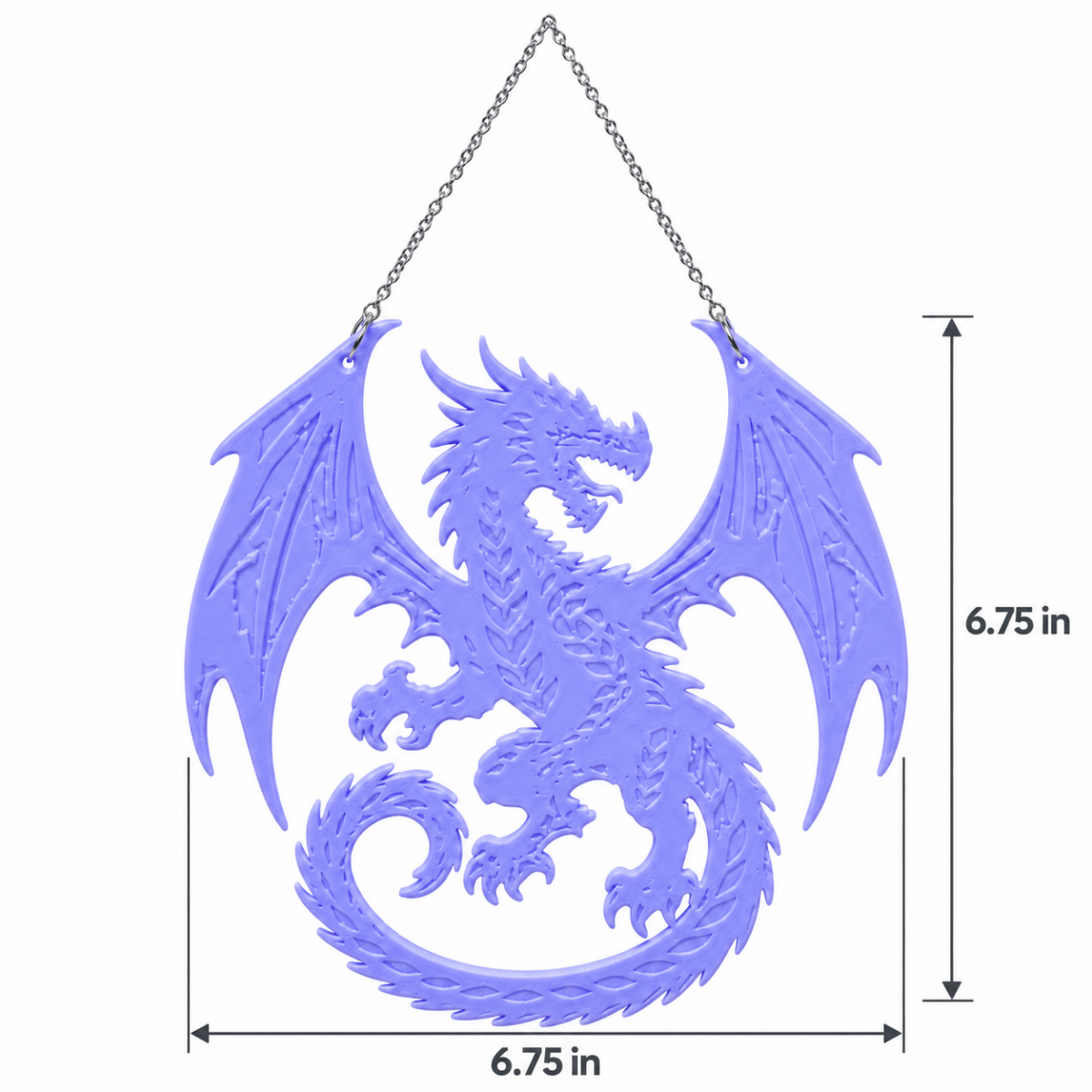 Purple Dragon Wall Hanging with Chain – 6.75″ Fantasy Gothic Decor