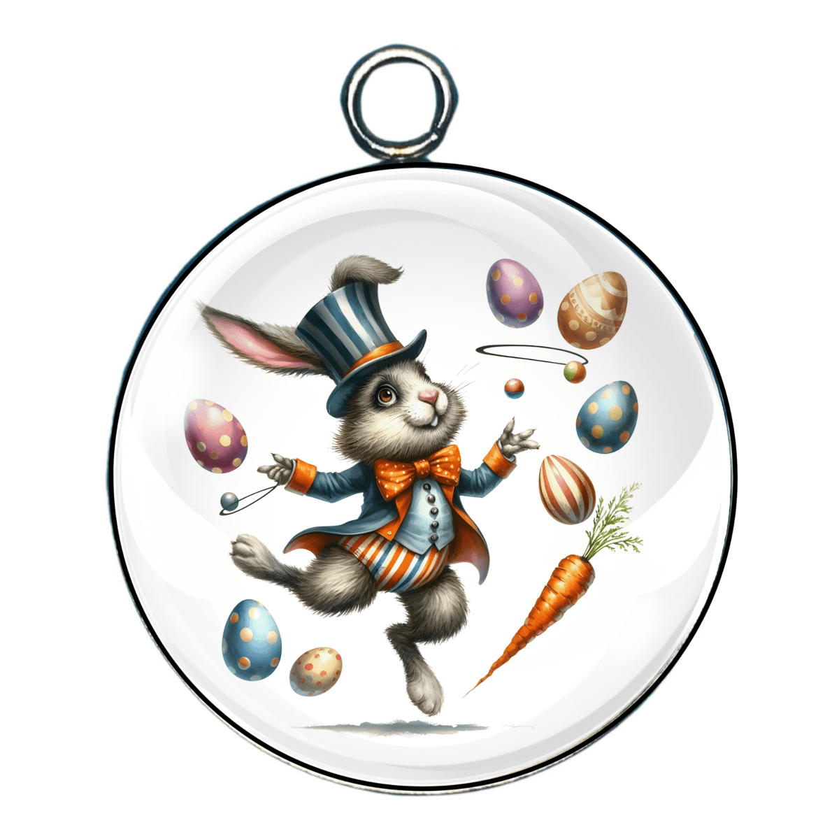 Quirky Easter Bunny Glass Cabochon Charms