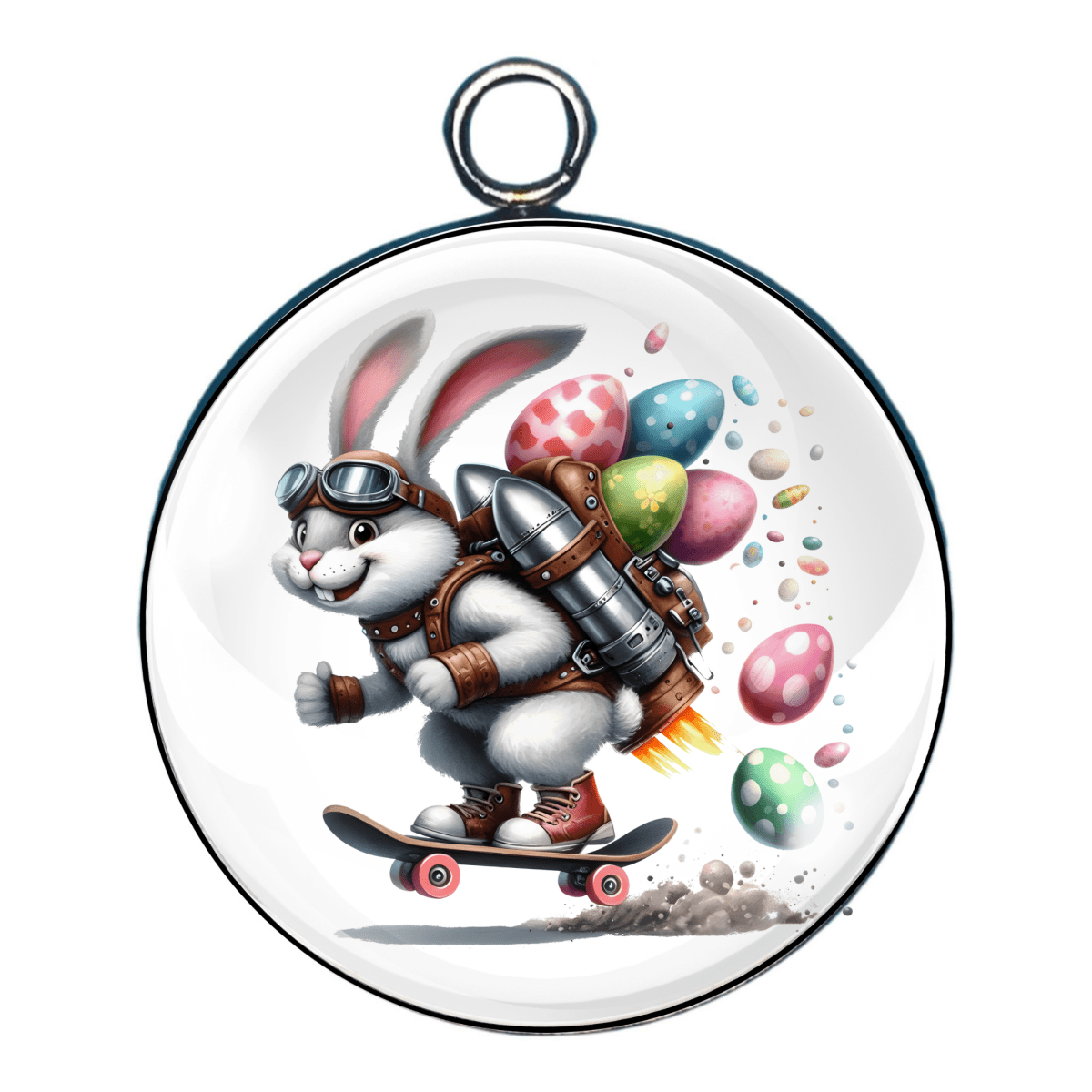 Quirky Easter Bunny Glass Cabochon Charms