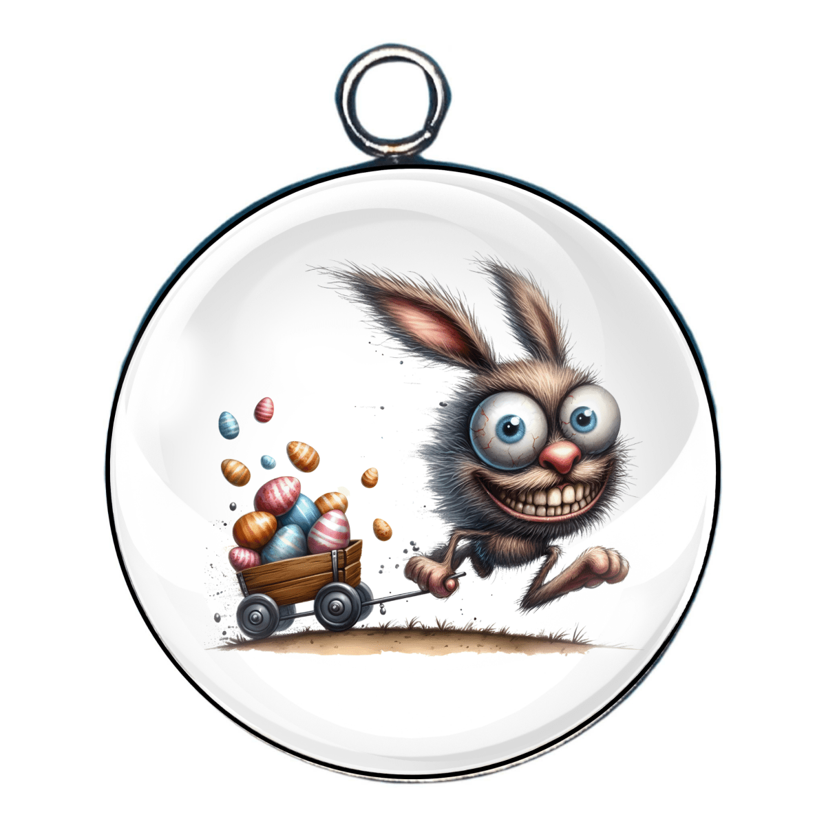 Quirky Easter Bunny Glass Cabochon Charms