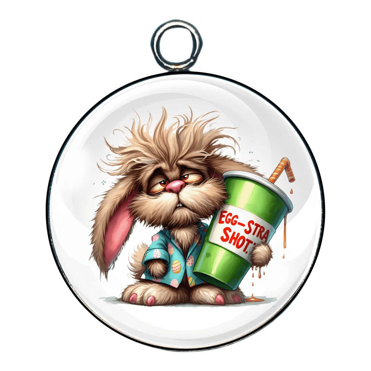 Quirky Easter Bunny Glass Cabochon Charms