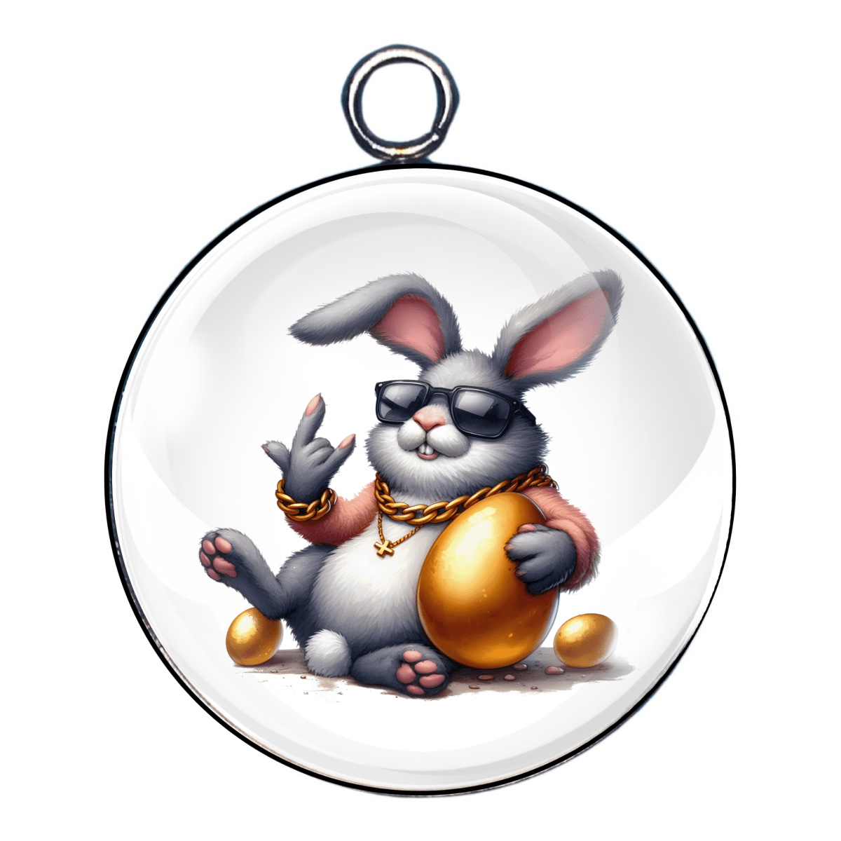 Quirky Easter Bunny Glass Cabochon Charms