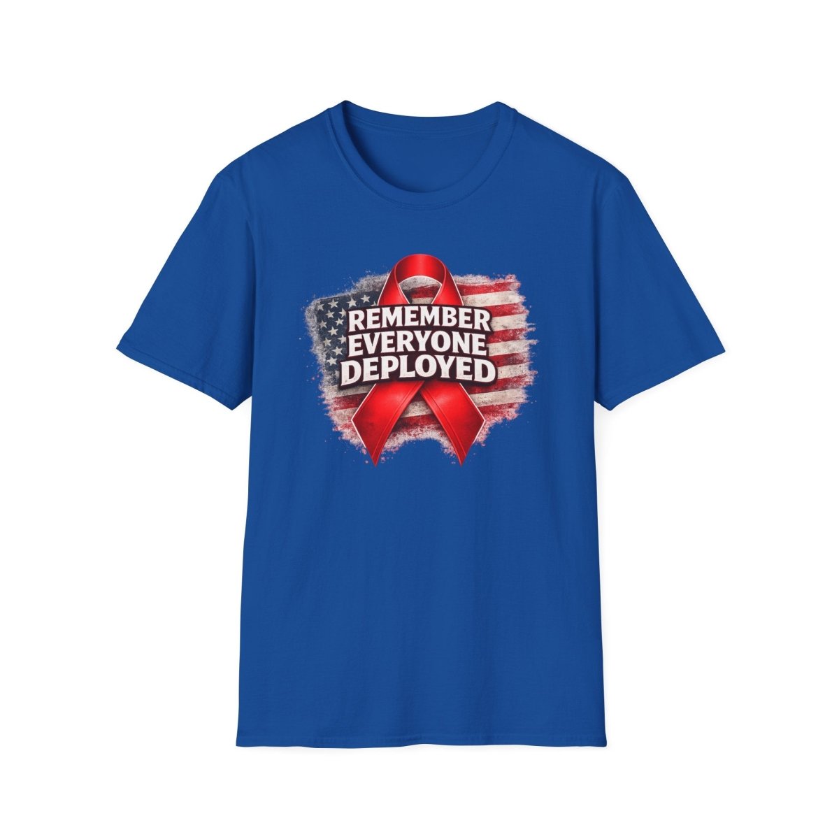 Remember Everyone Deployed American Flag Red Awareness Ribbon T-Shirt
