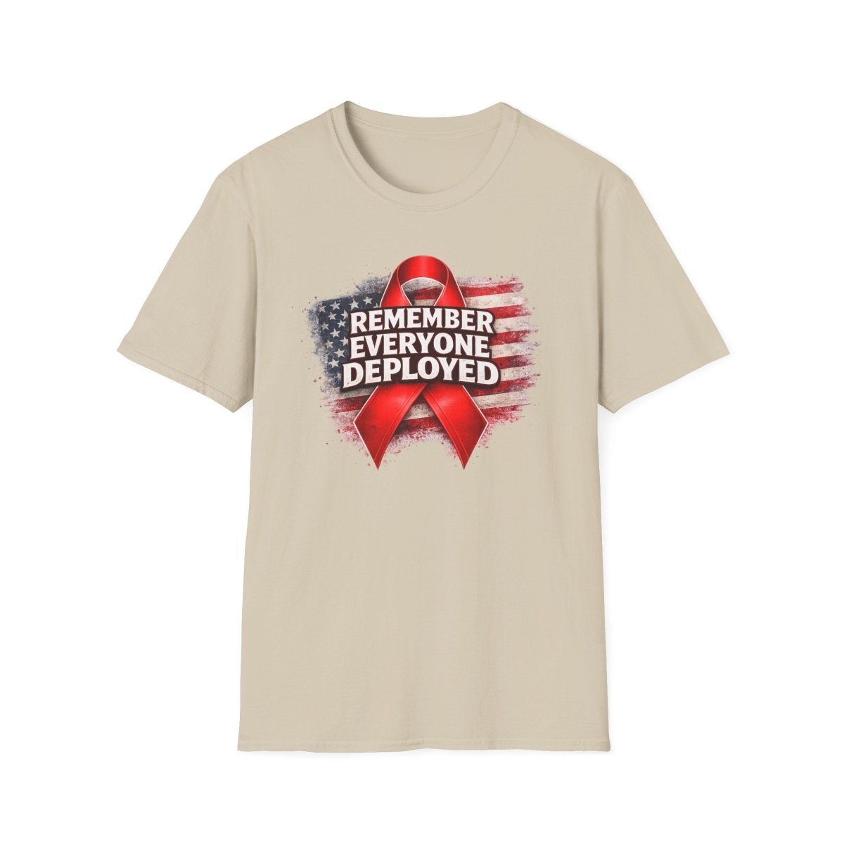 Remember Everyone Deployed American Flag Red Awareness Ribbon T-Shirt