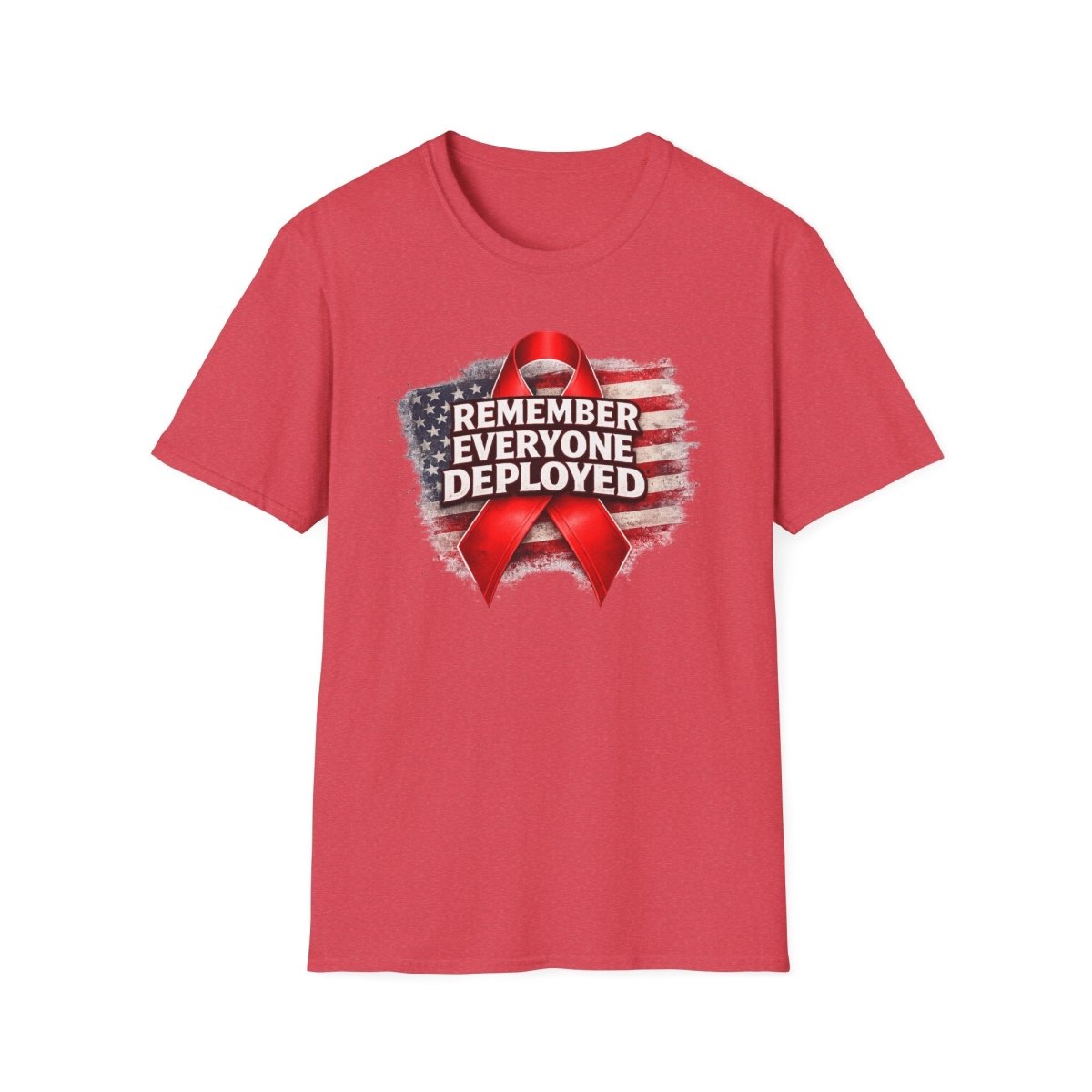 Remember Everyone Deployed American Flag Red Awareness Ribbon T-Shirt