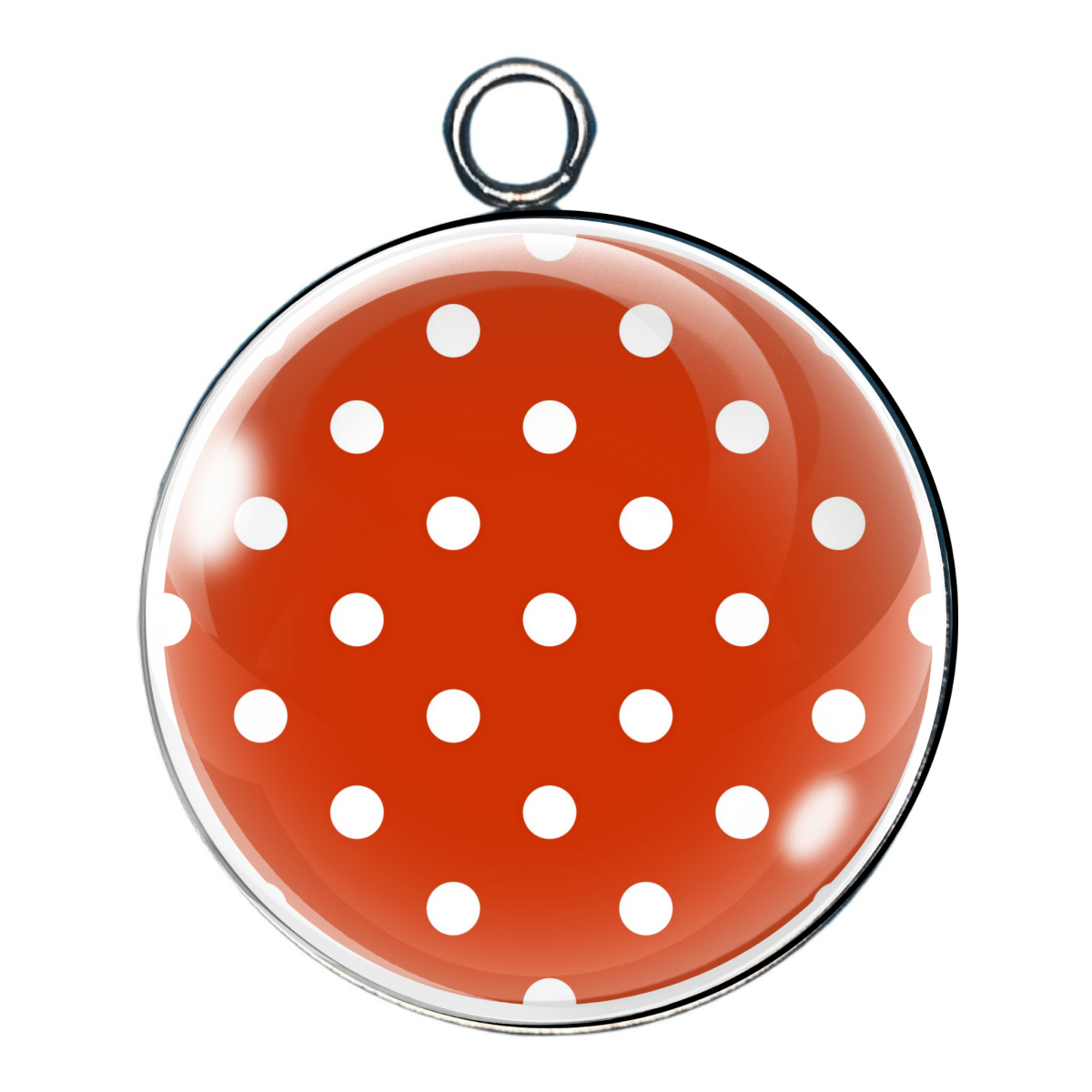 red polka dot glass cabochon charm