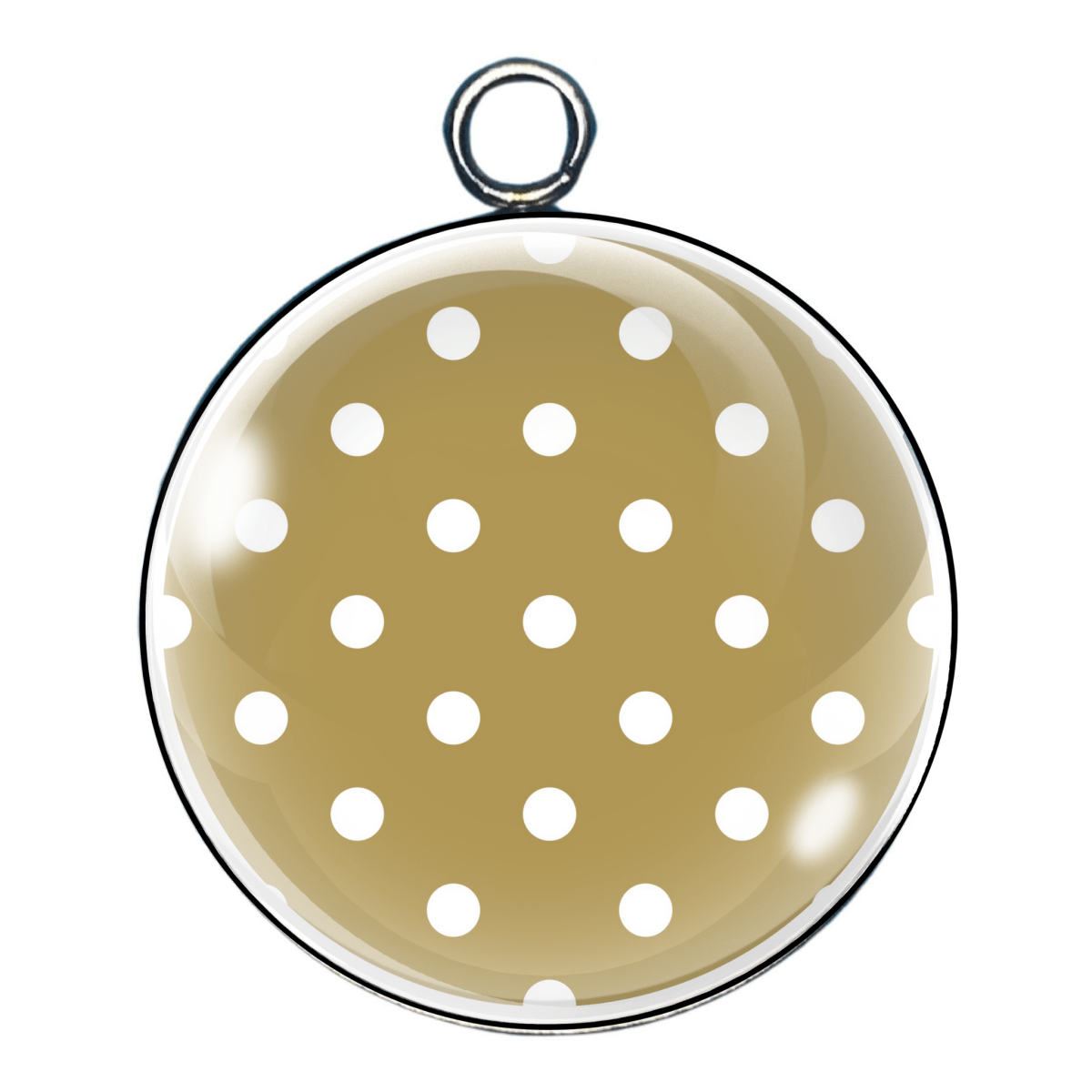 mustard & white polka dot glass cabochon charm