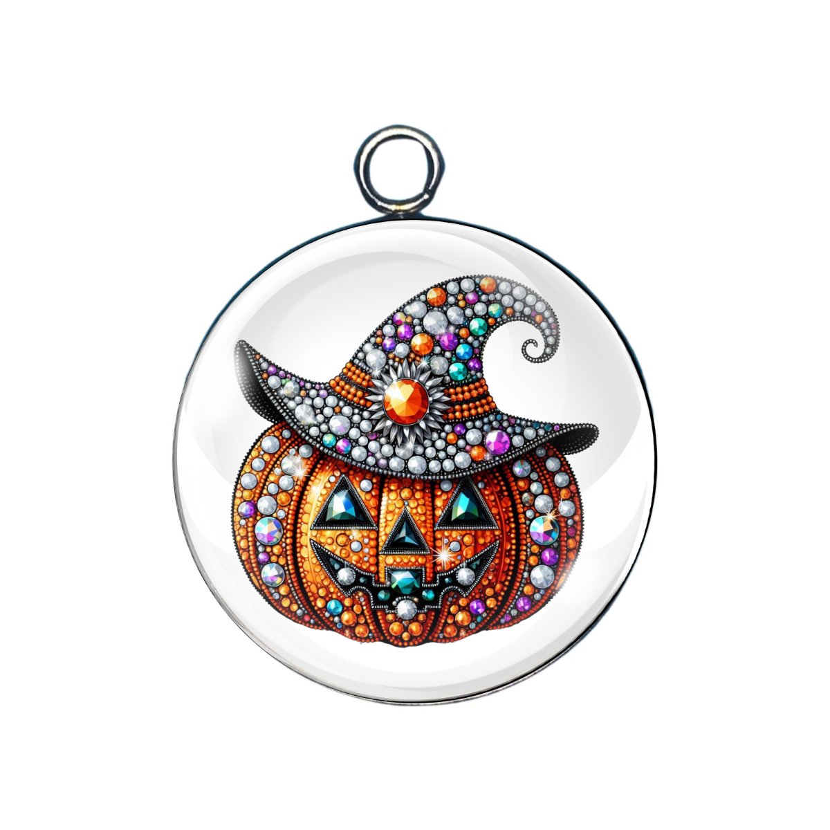 rhinestone pumpkin glass cabochon charm