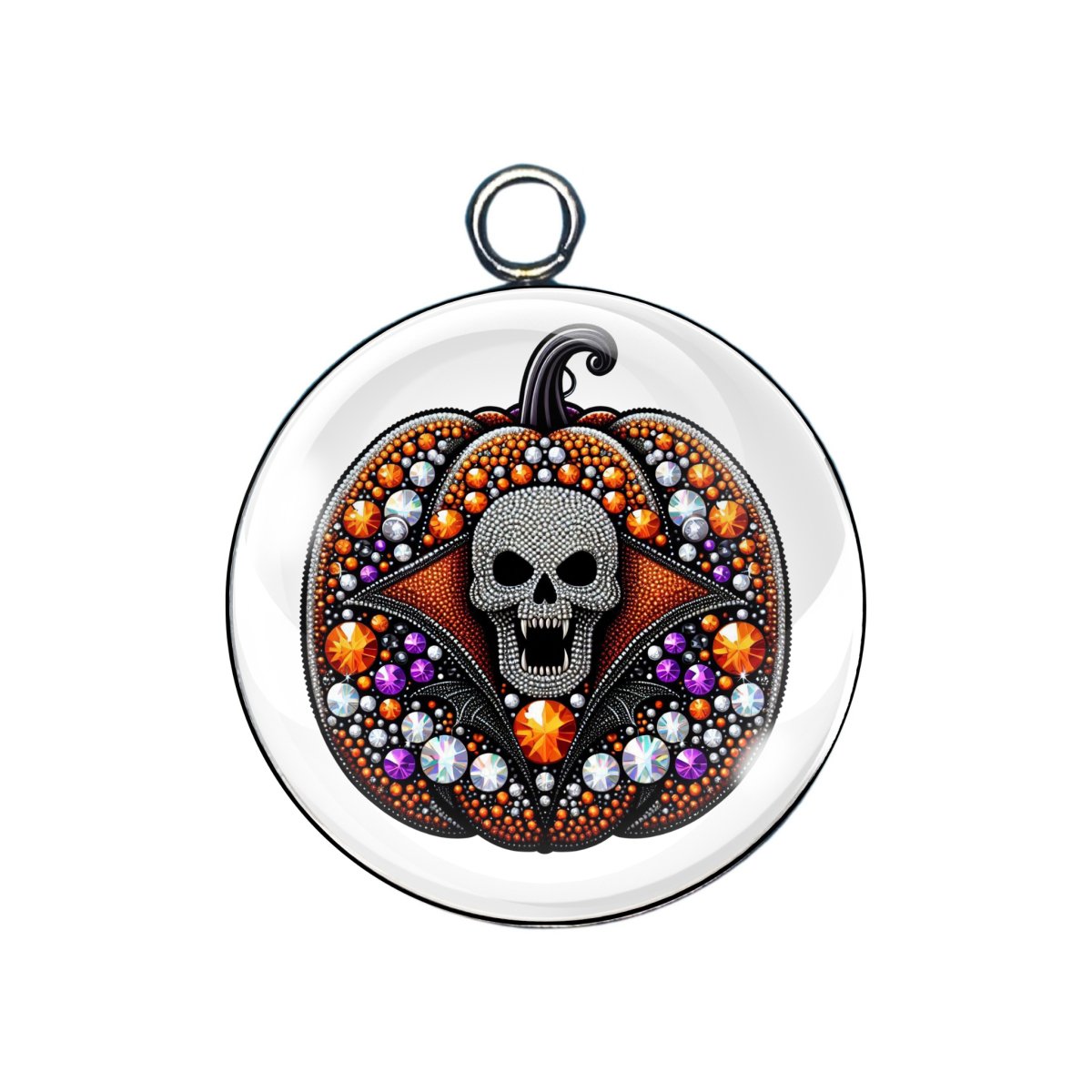 Rhinestone Pumpkin Glass Cabochon Charms