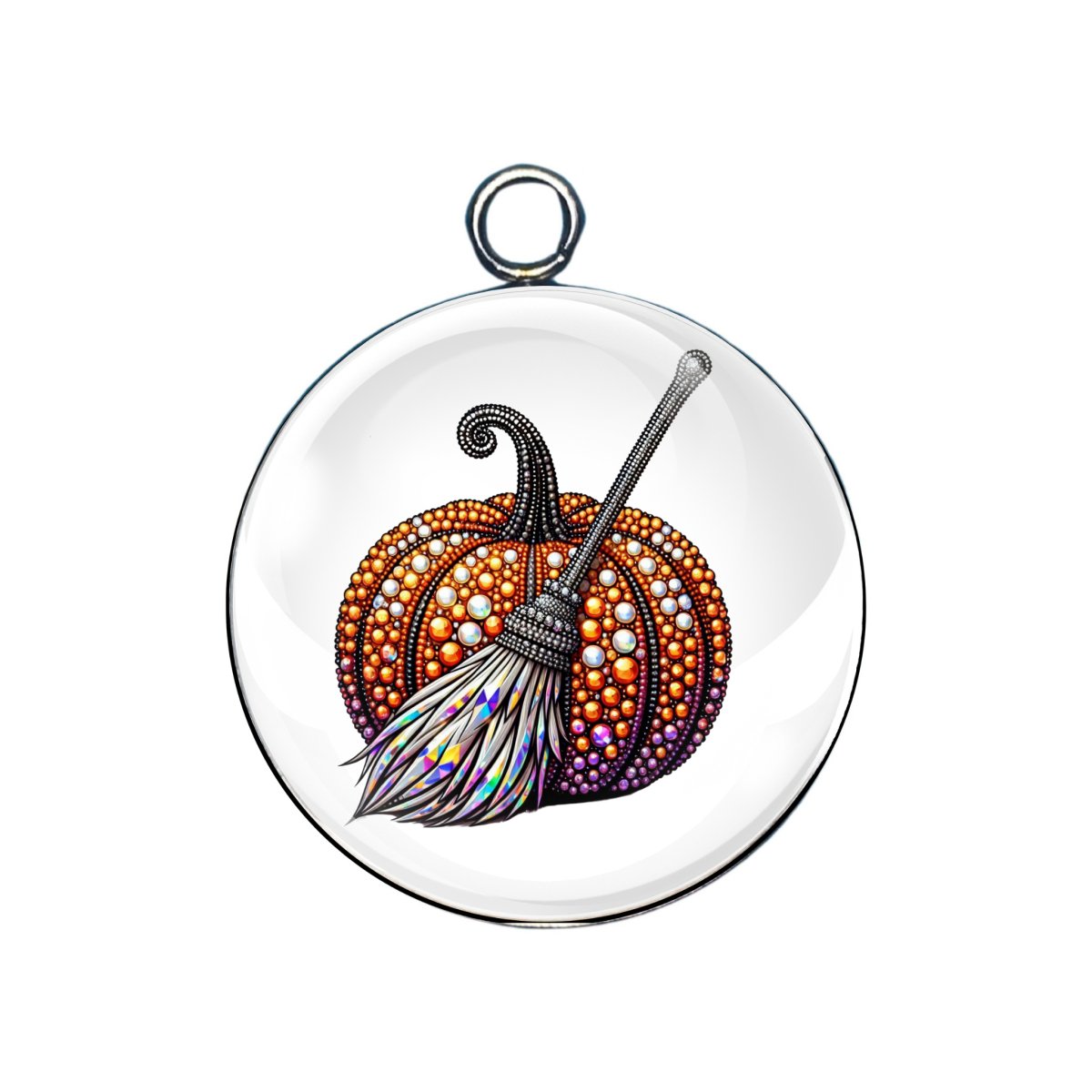 Rhinestone Pumpkin Glass Cabochon Charms