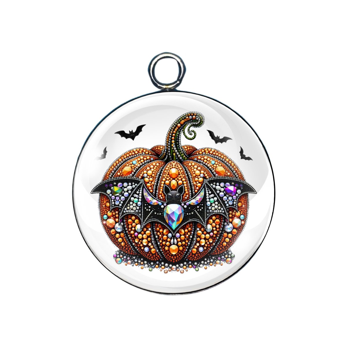 Rhinestone Pumpkin Glass Cabochon Charms