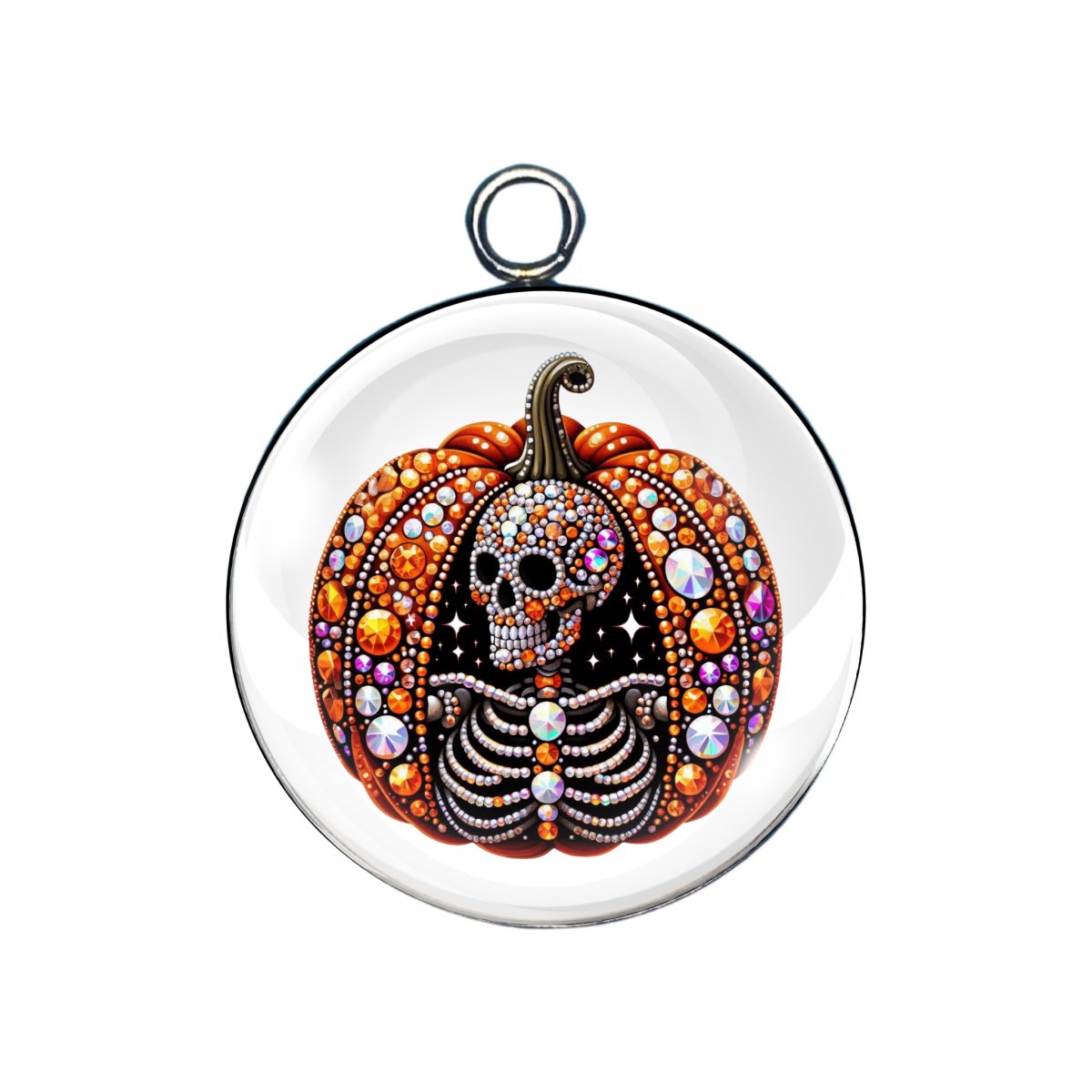 Rhinestone Pumpkin Glass Cabochon Charms