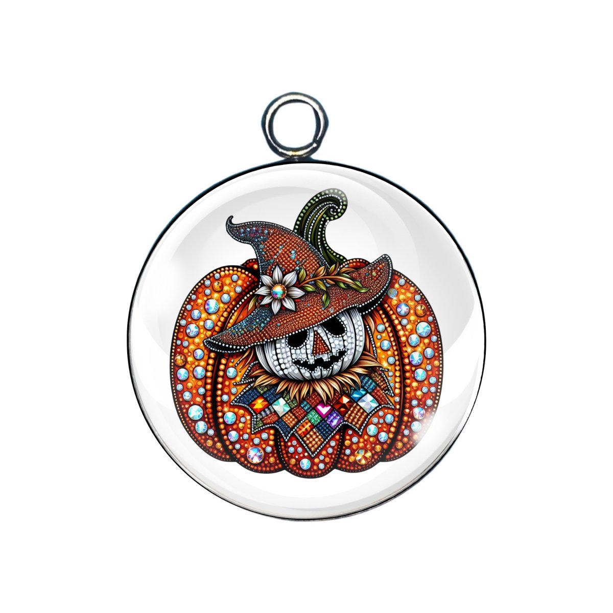 Rhinestone Pumpkin Glass Cabochon Charms