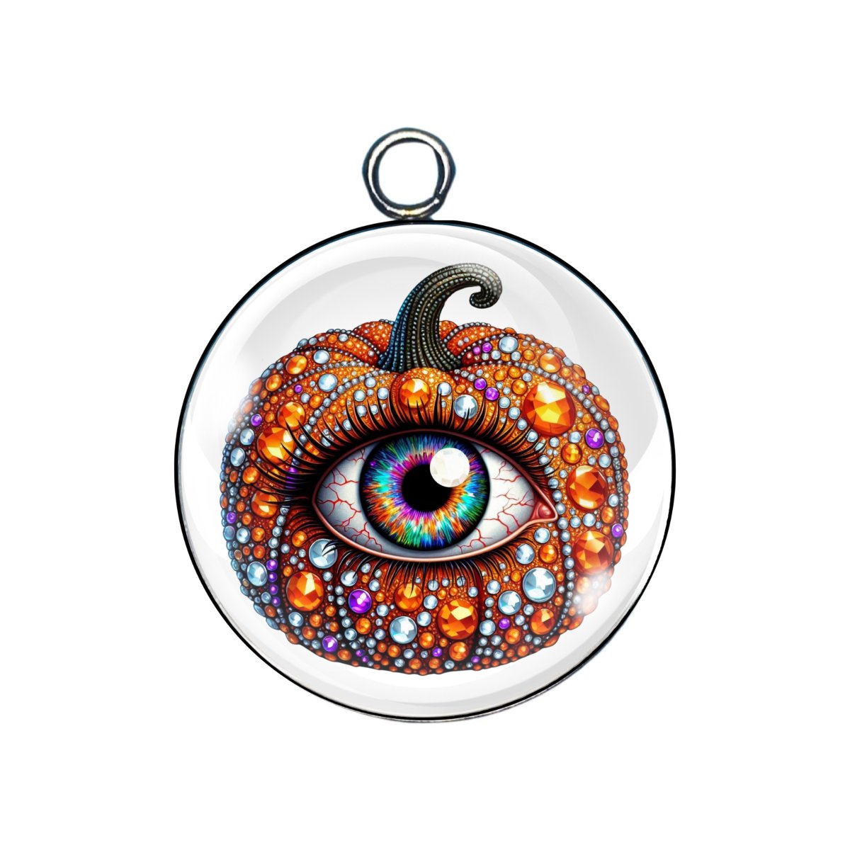 Rhinestone Pumpkin Glass Cabochon Charms