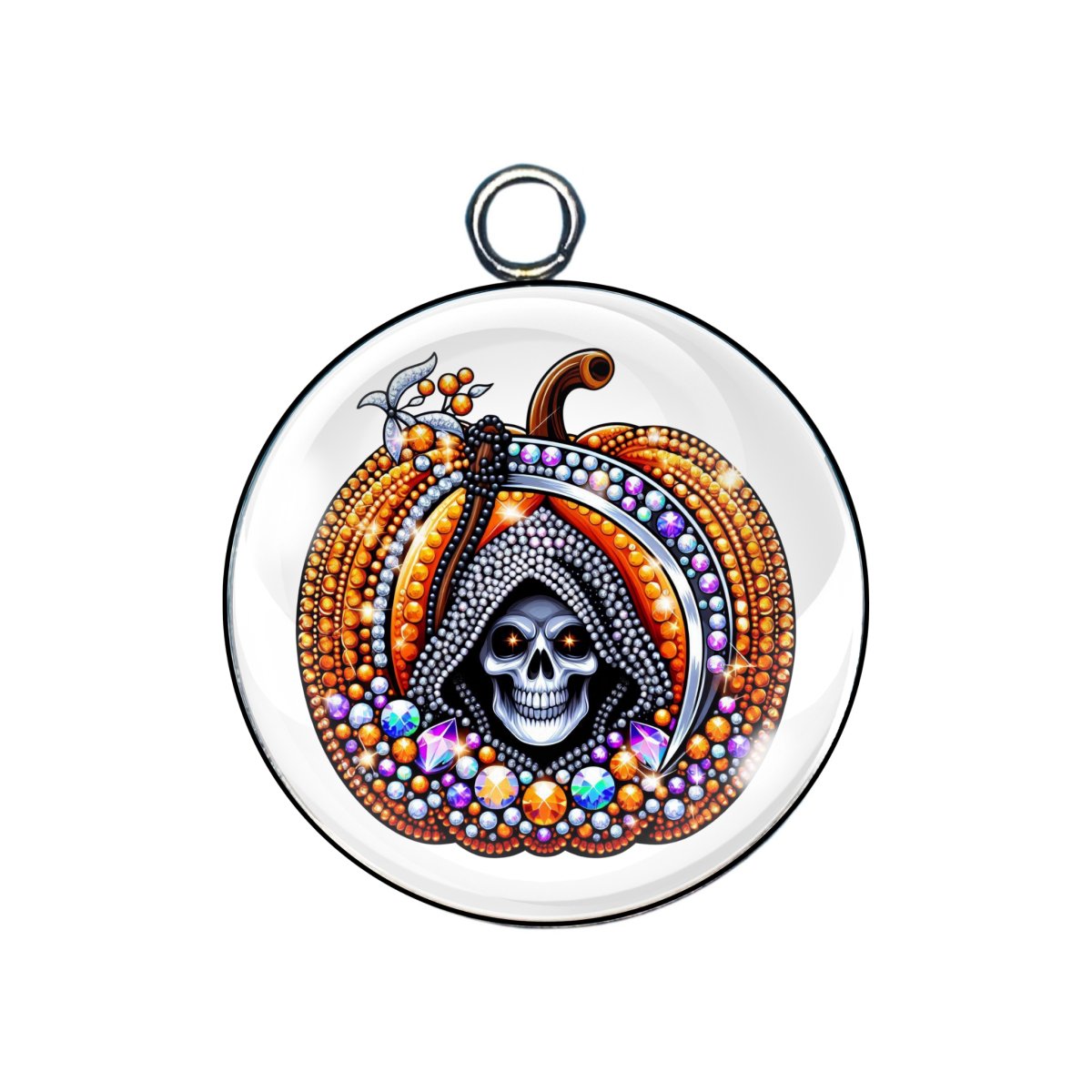 Rhinestone Pumpkin Glass Cabochon Charms