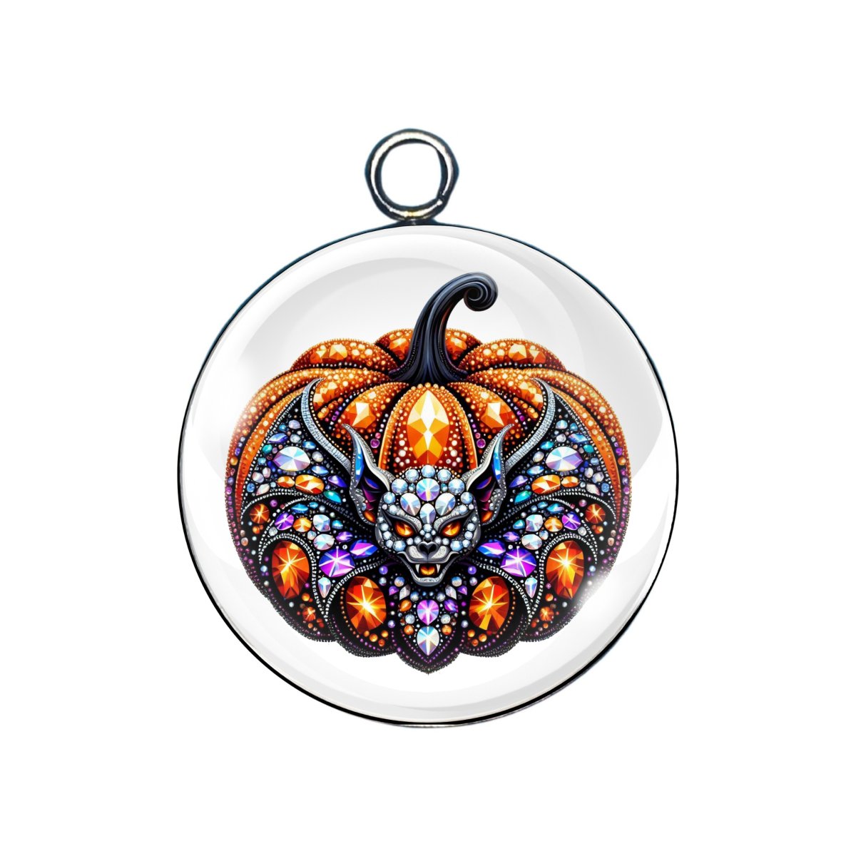 rhinestone pumpkin glass cabochon charm