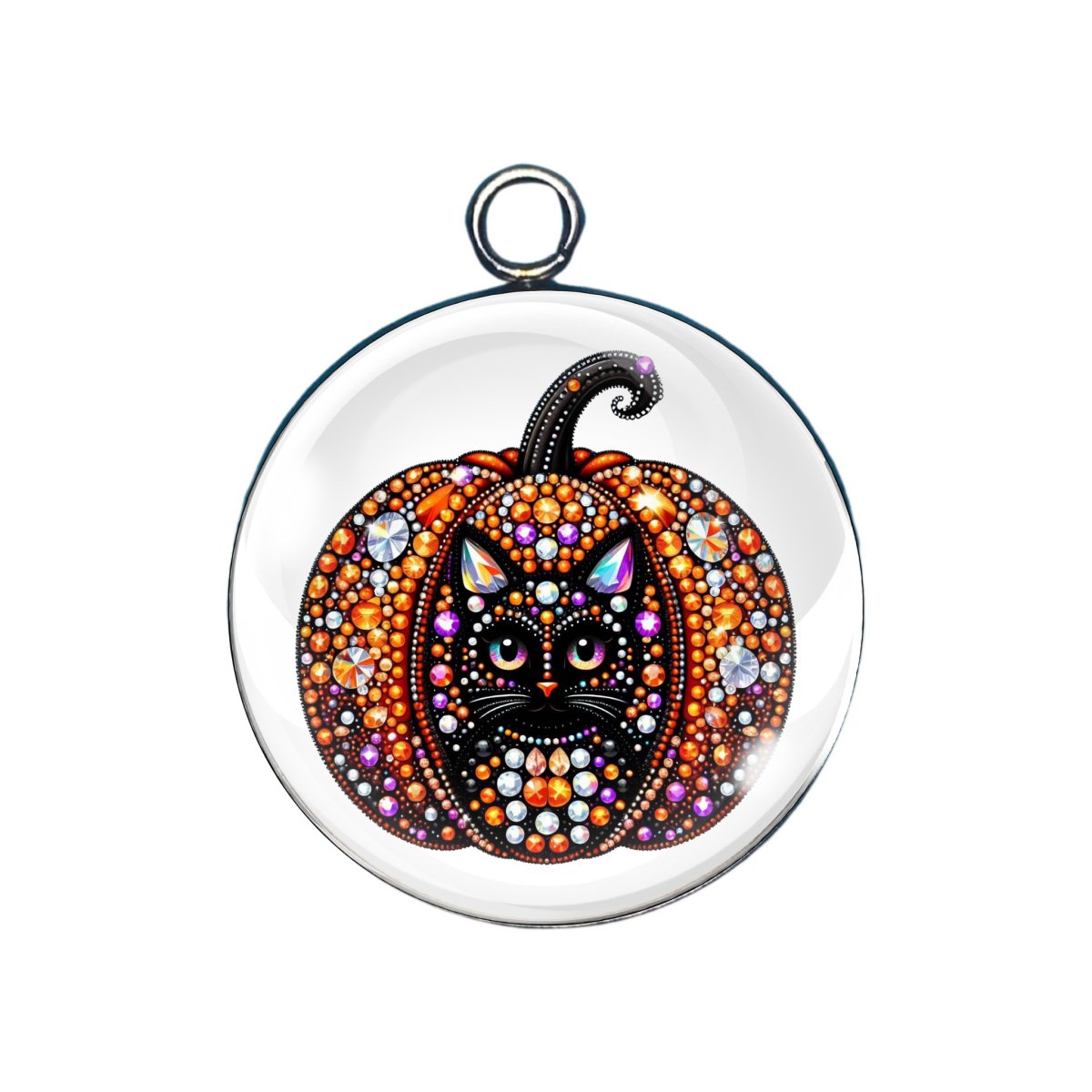 Rhinestone Pumpkin Glass Cabochon Charms