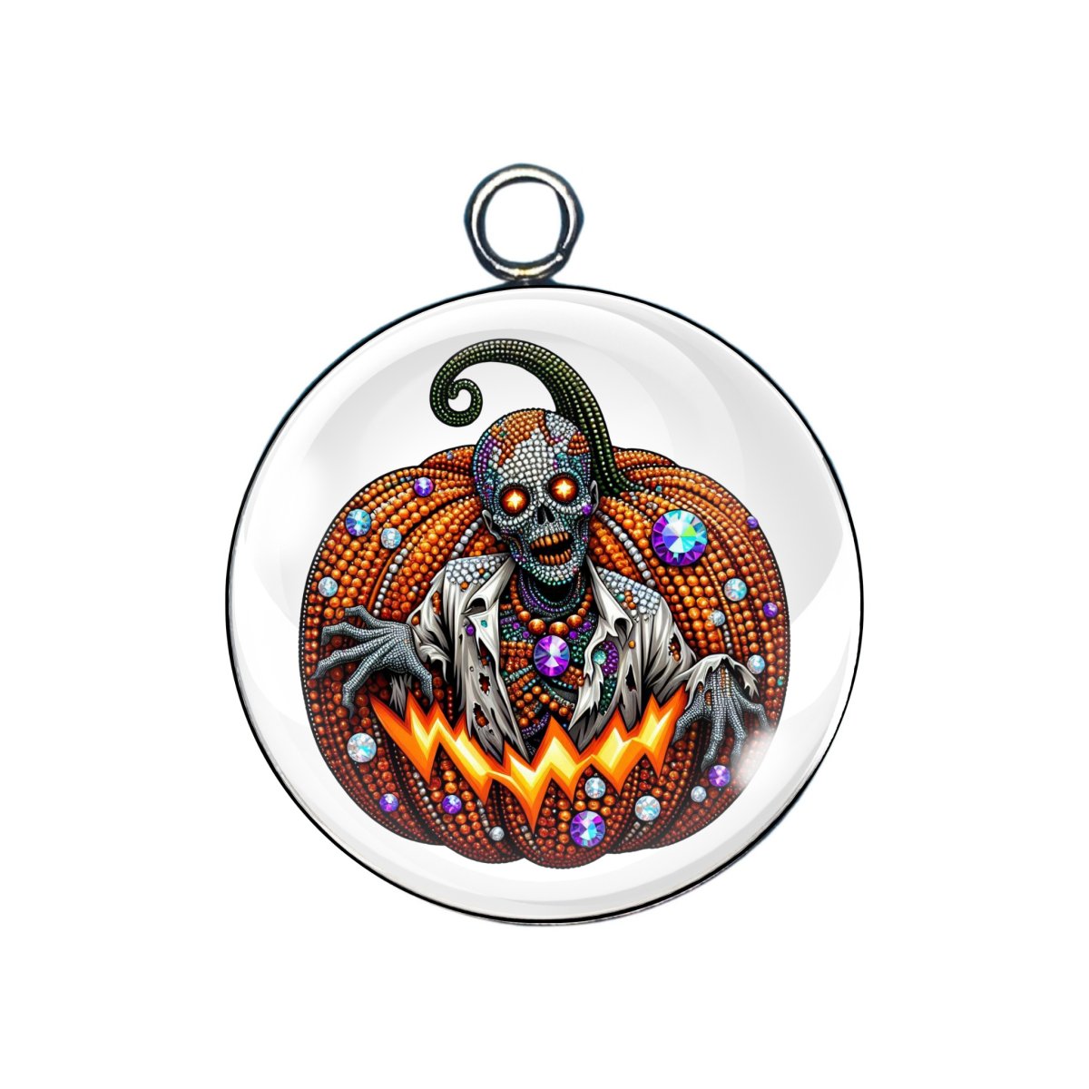 rhinestone pumpkin glass cabochon charm