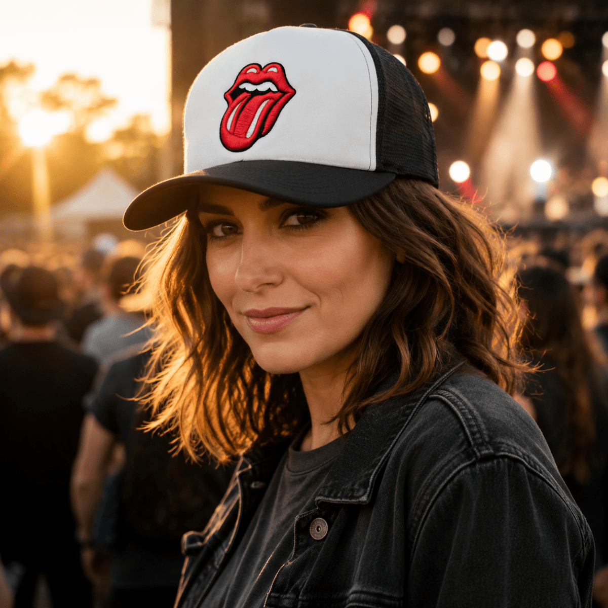 Rolling Stones Tongue Logo Mesh Trucker Hat | Adjustable