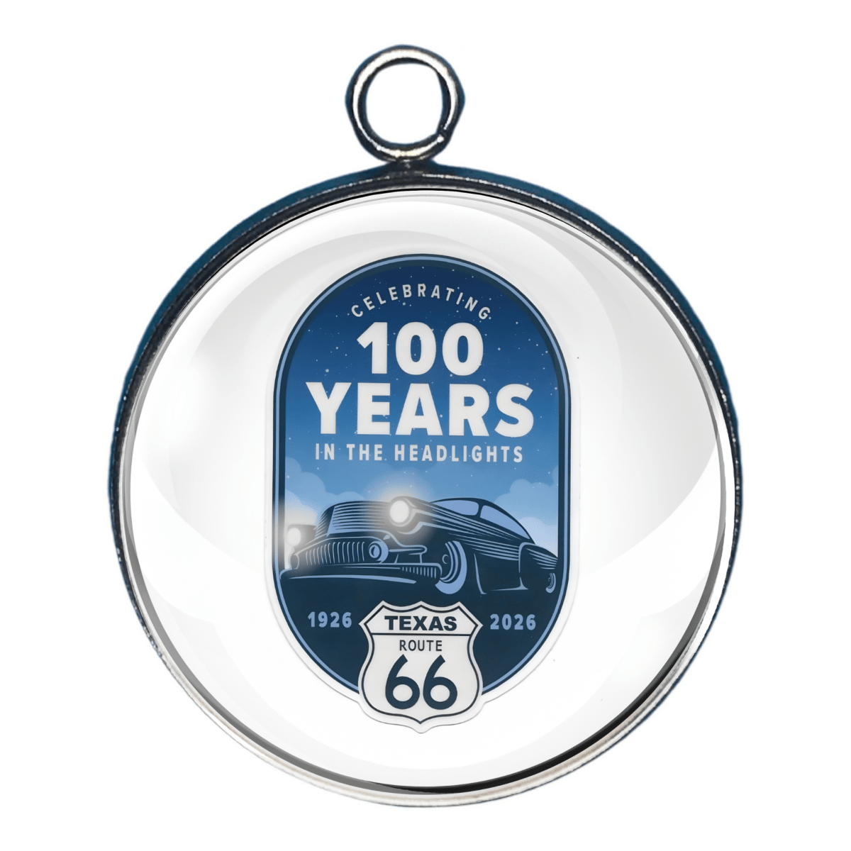 Texas Route 66 100 Years in the headlights vintage car charm