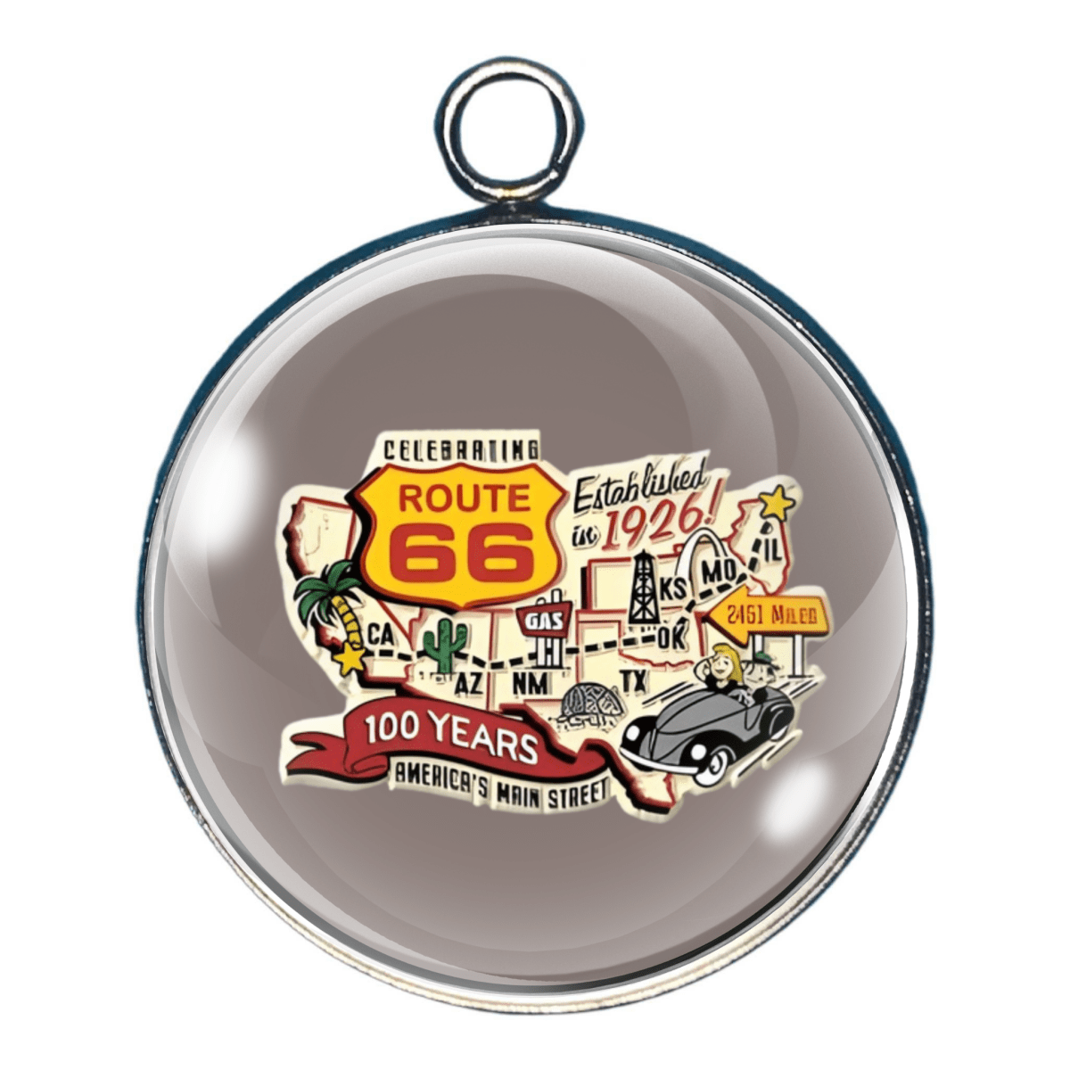 Route 66 Centennial Mapped Route - 1926-2026 - 100 Year Celbration Charm 