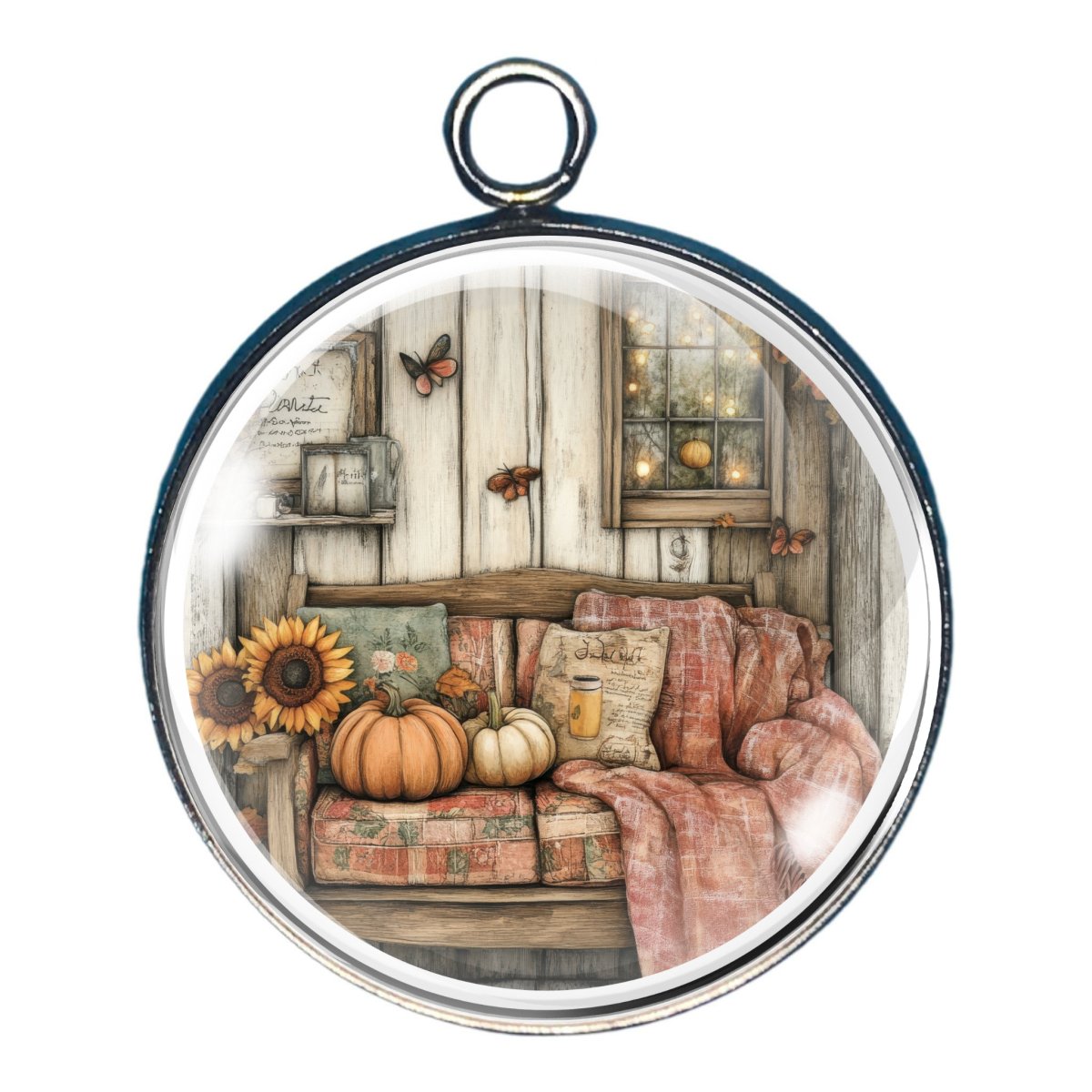 Rustic Fall Beauty Glass Cabochon Charms-