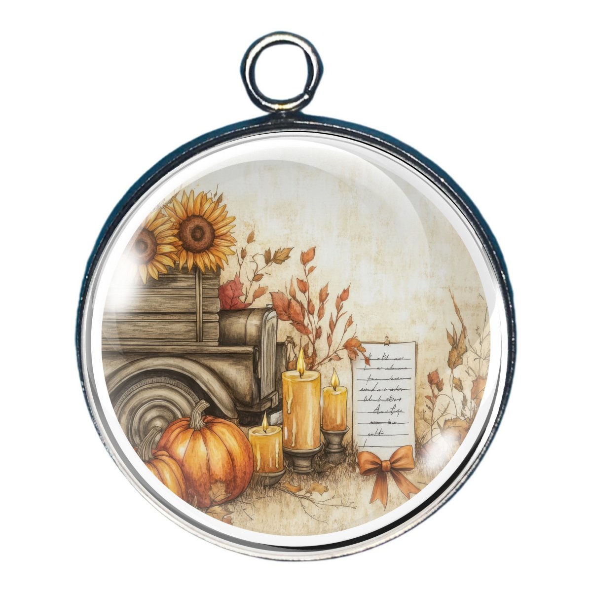 Rustic Fall Beauty Glass Cabochon Charms-