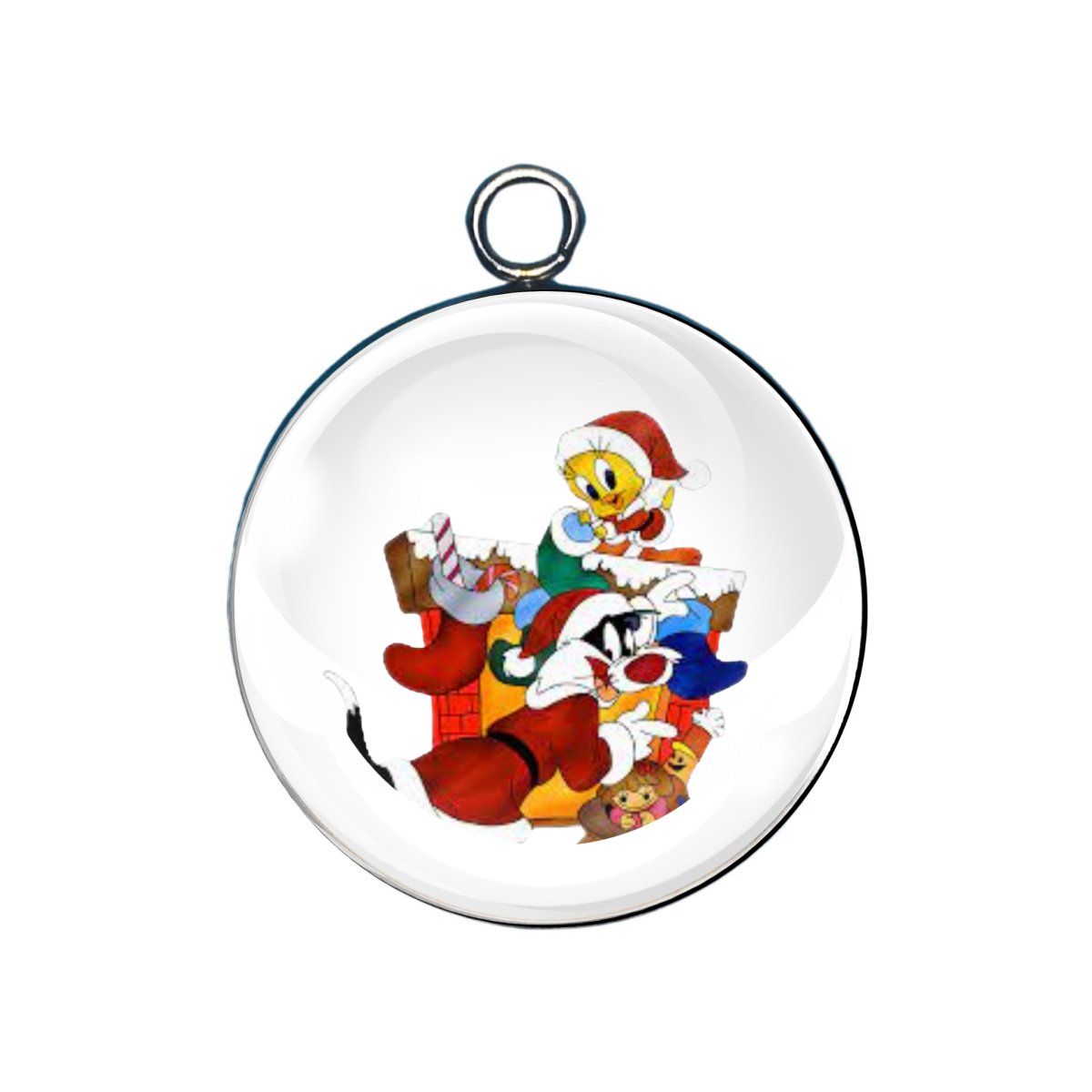 Santa hat glass cabochon charm