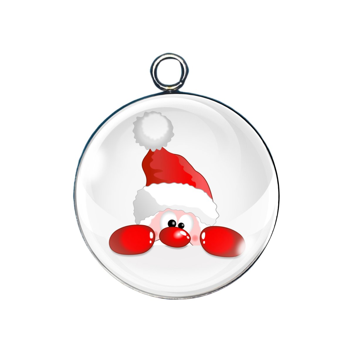 Santa hat glass cabochon charm