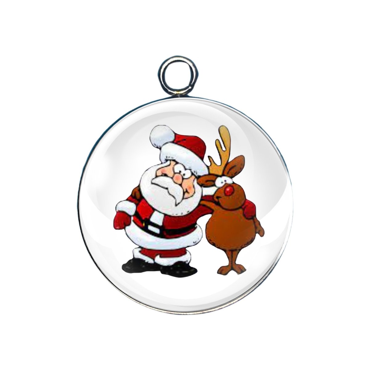 Santa hat glass cabochon charm