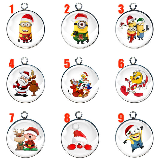 9 Santa hat glass cabochon charms