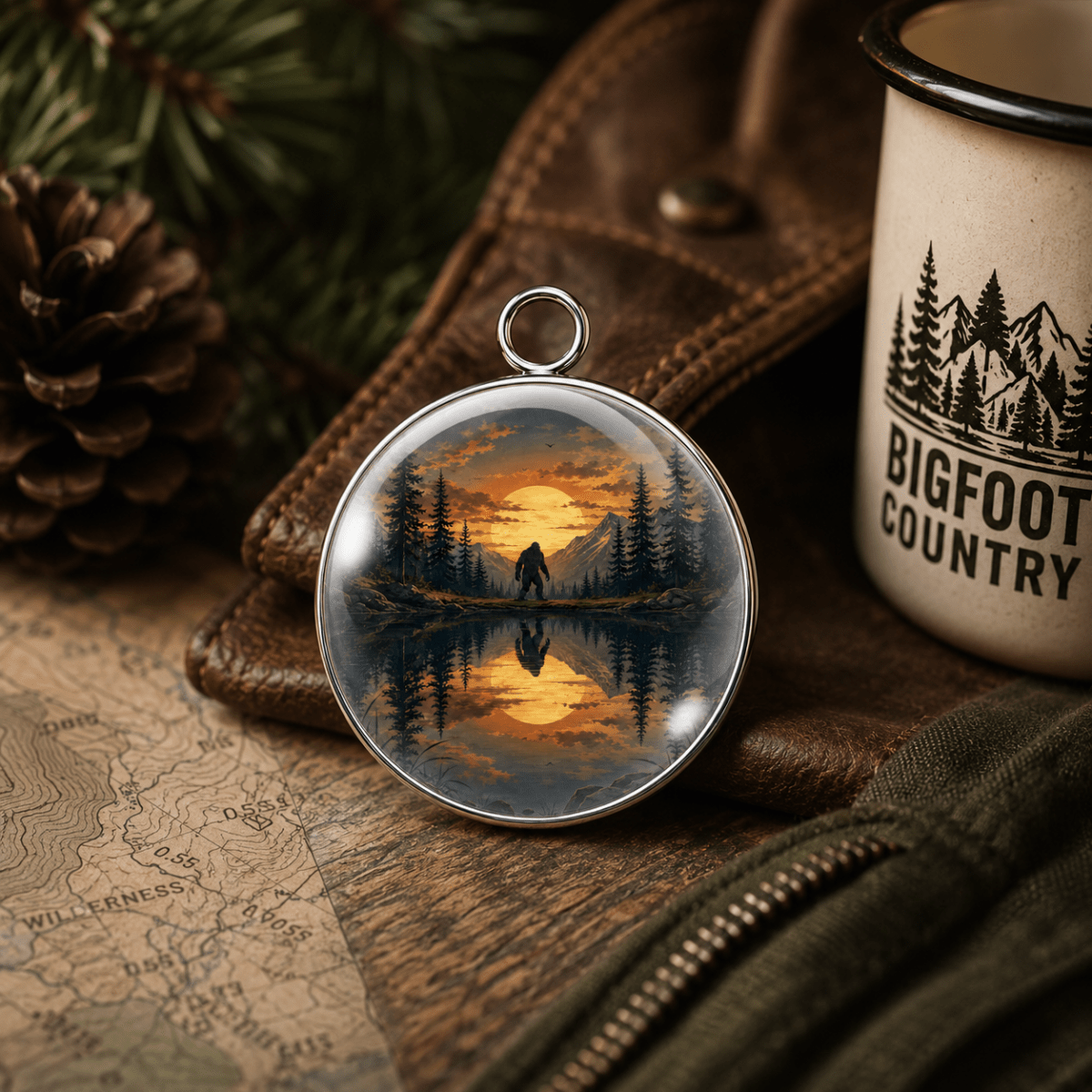 Sasquatch Reflections Glass Cabochon Charms-Bigfoot Pendants