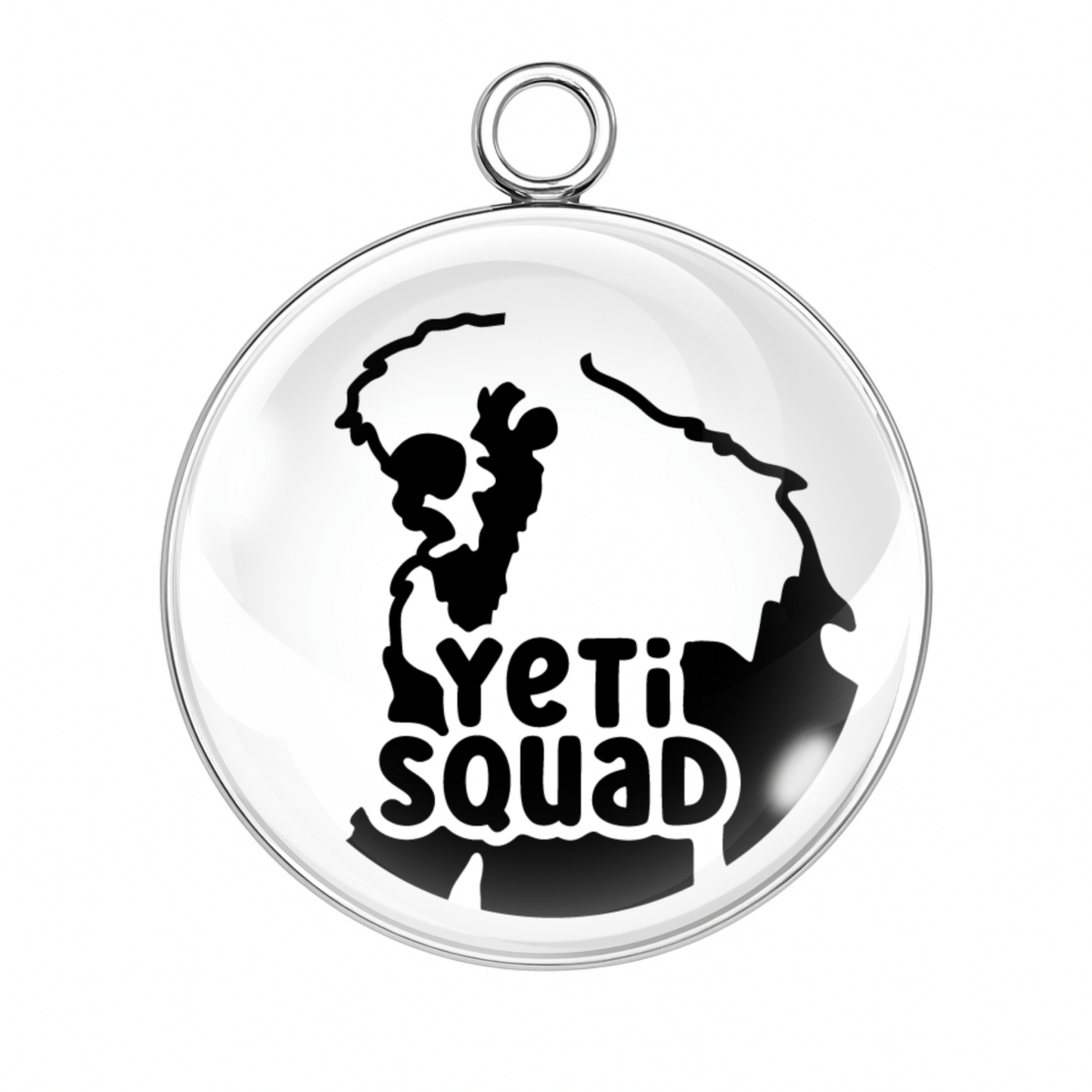 Yeti Squad silhouette charm with cryptid map design
