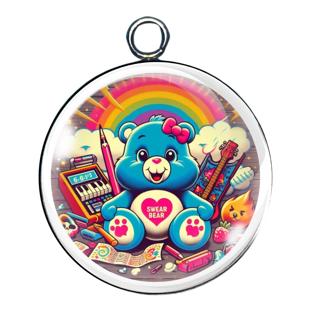 sassy bear glass cabochon charm