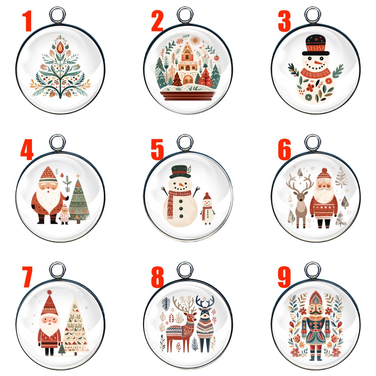 Scandinavian Christmas Glass Cabochon Charms