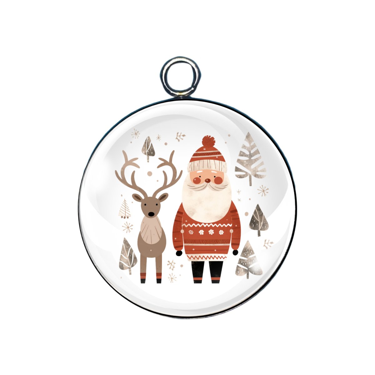 Scandinavian Christmas glass cabochon charm