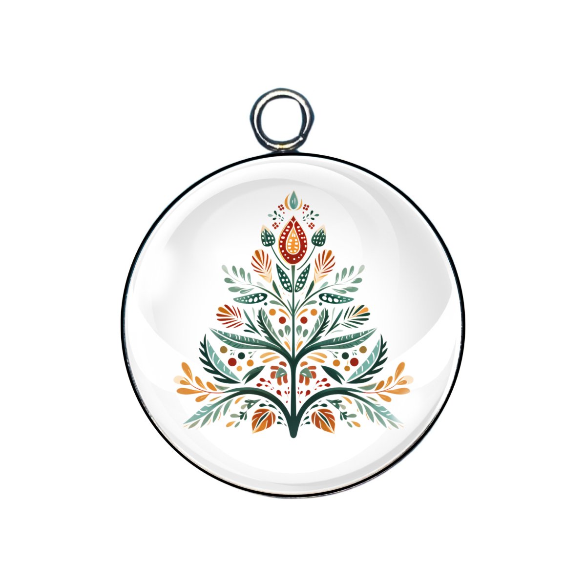 Scandinavian Christmas glass cabochon charm