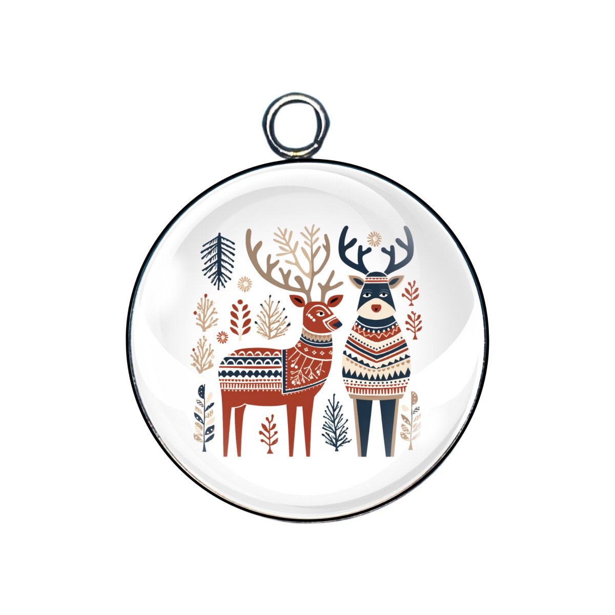 Scandinavian Christmas glass cabochon charm