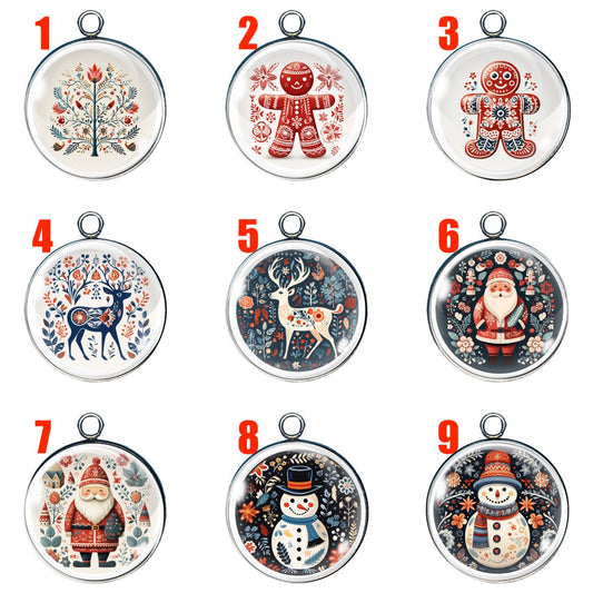 Scandinavian Winter Glass Cabochon Charms