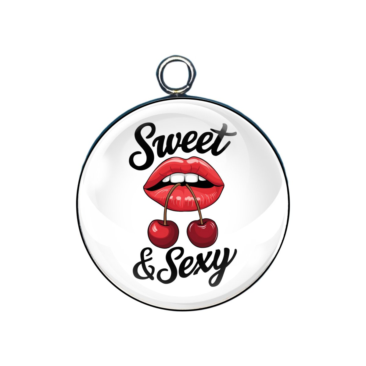 sexy lips glass cabochon charm