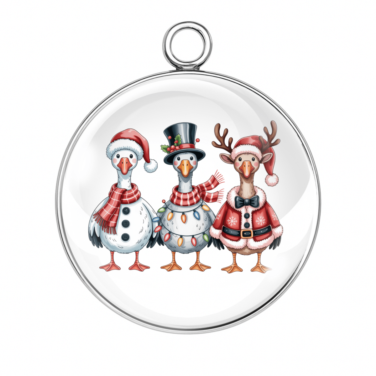 Snowman geese in scarves and hats Christmas charm