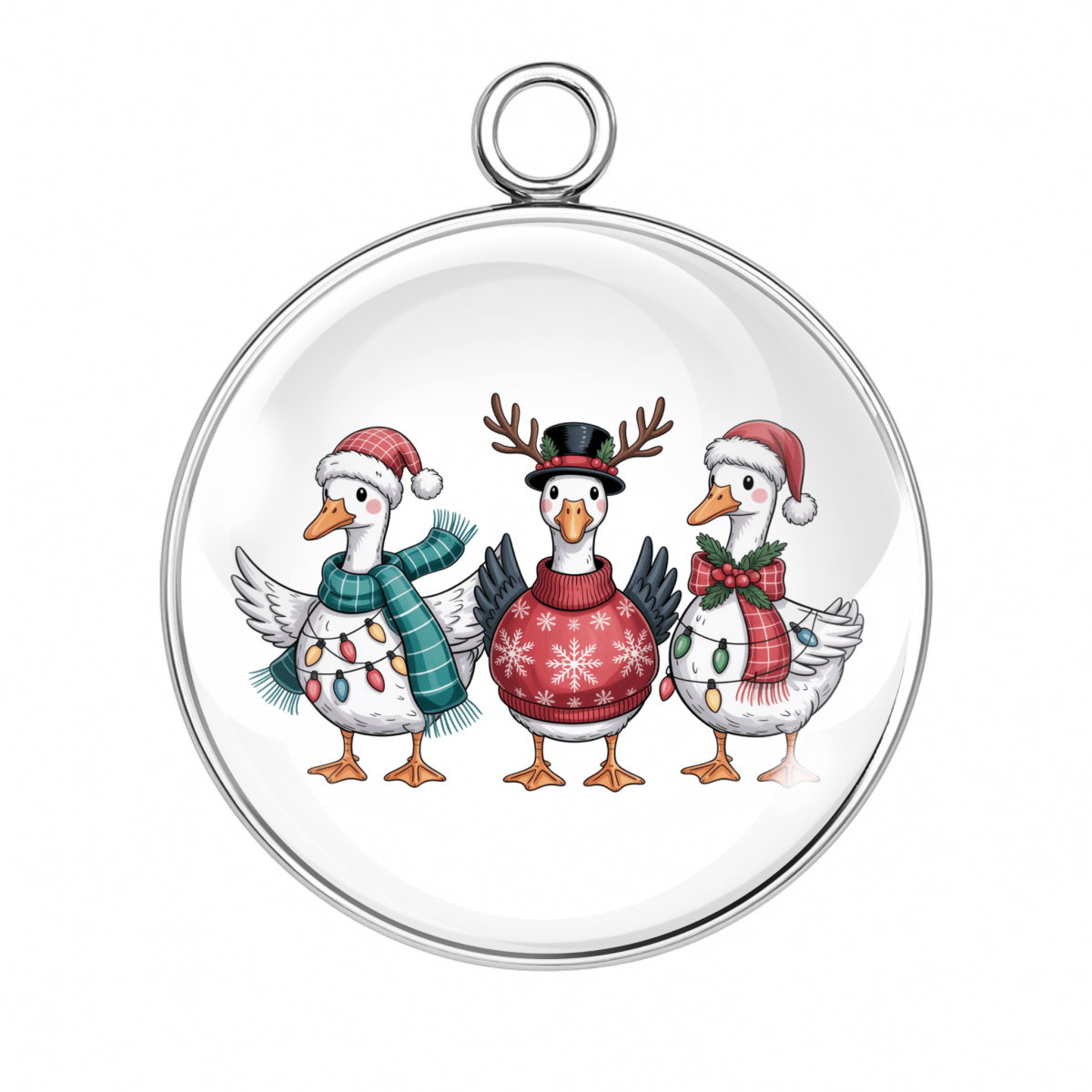 Funny sweater geese with antlers Christmas charm