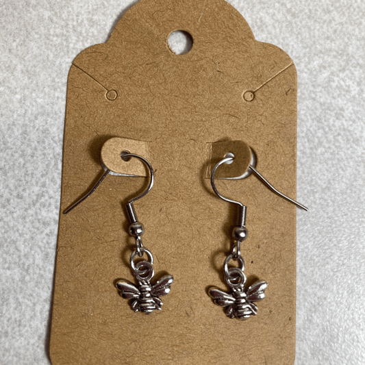 Silver bee-shaped earrings