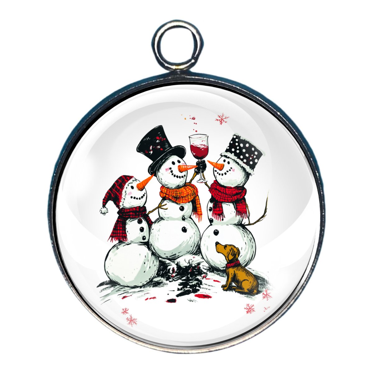 Snowman Drinkin' Glass Cabochon Charms