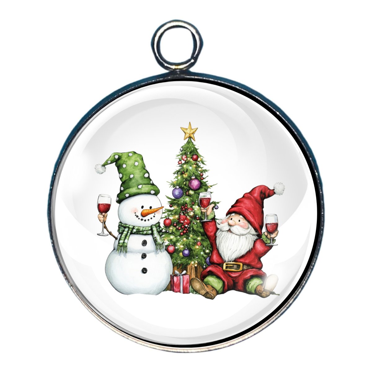 Snowman Drinkin' Glass Cabochon Charms