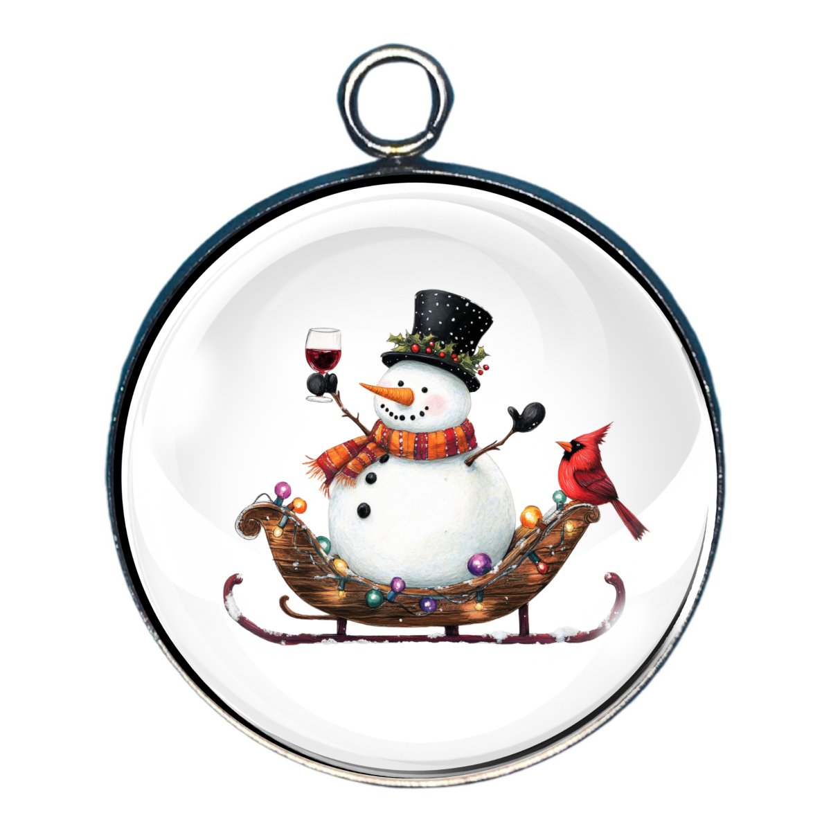 Snowman Drinkin' Glass Cabochon Charms