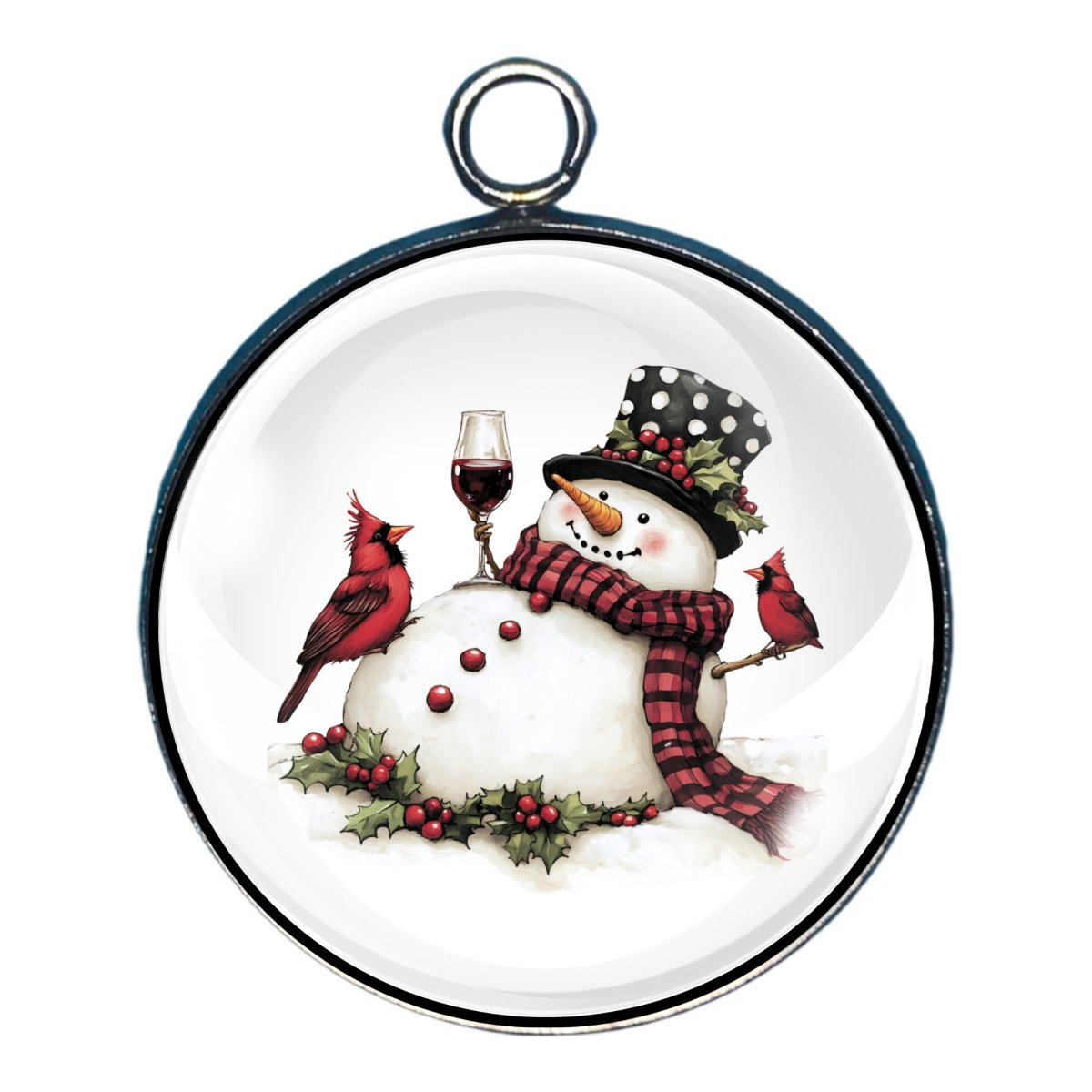 Snowman Drinkin' Glass Cabochon Charms